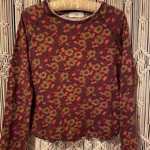 Long Sleeve Tee Casual Floral Print Shirt Natural Life, M